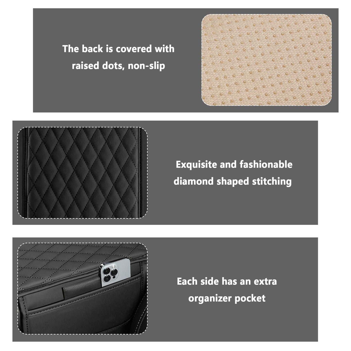 Stacool Microfiber Leather Car Armrest Cover Black