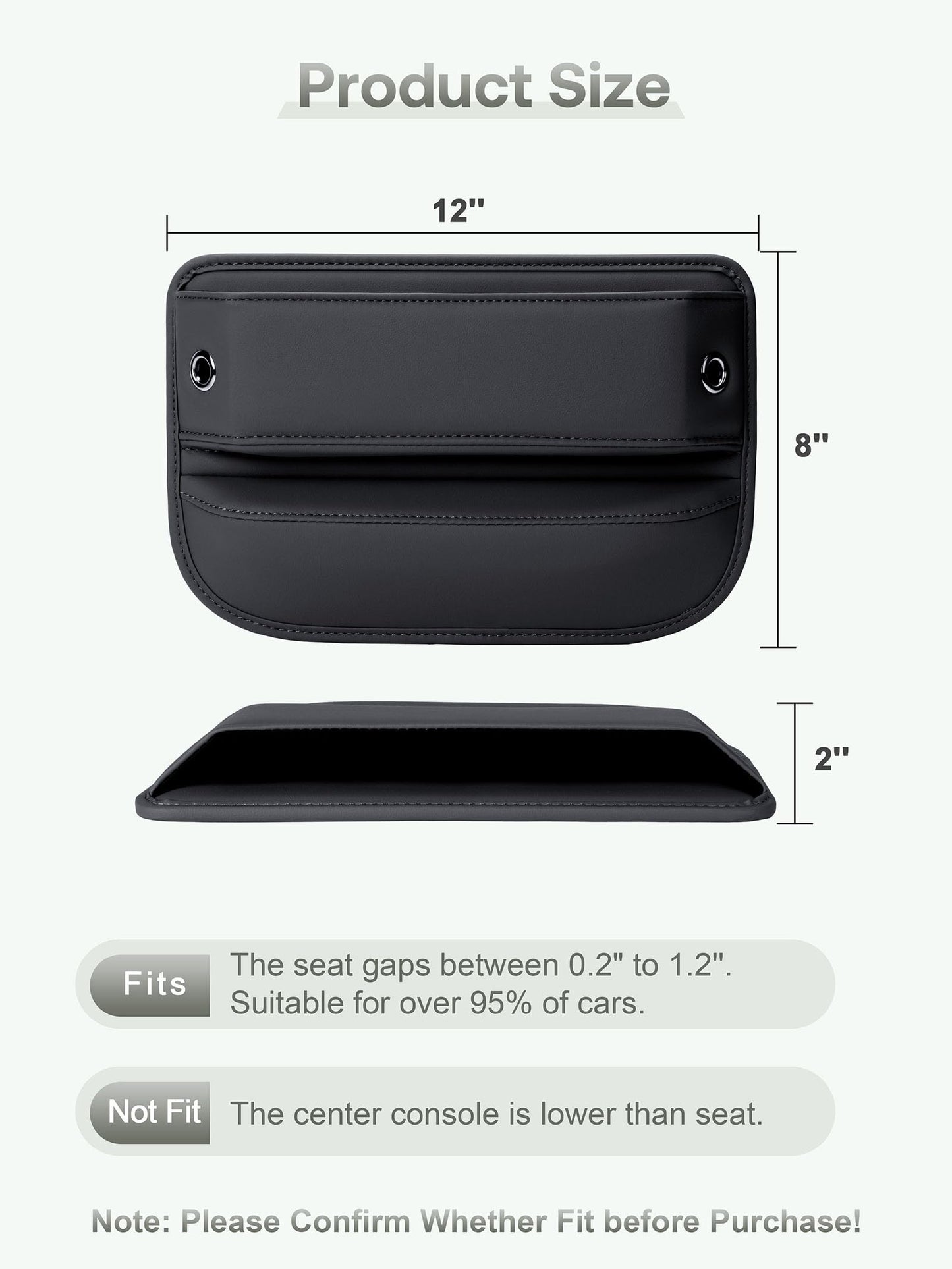 Car Seat Gap Filler Organizer Leather Black 1 Pack