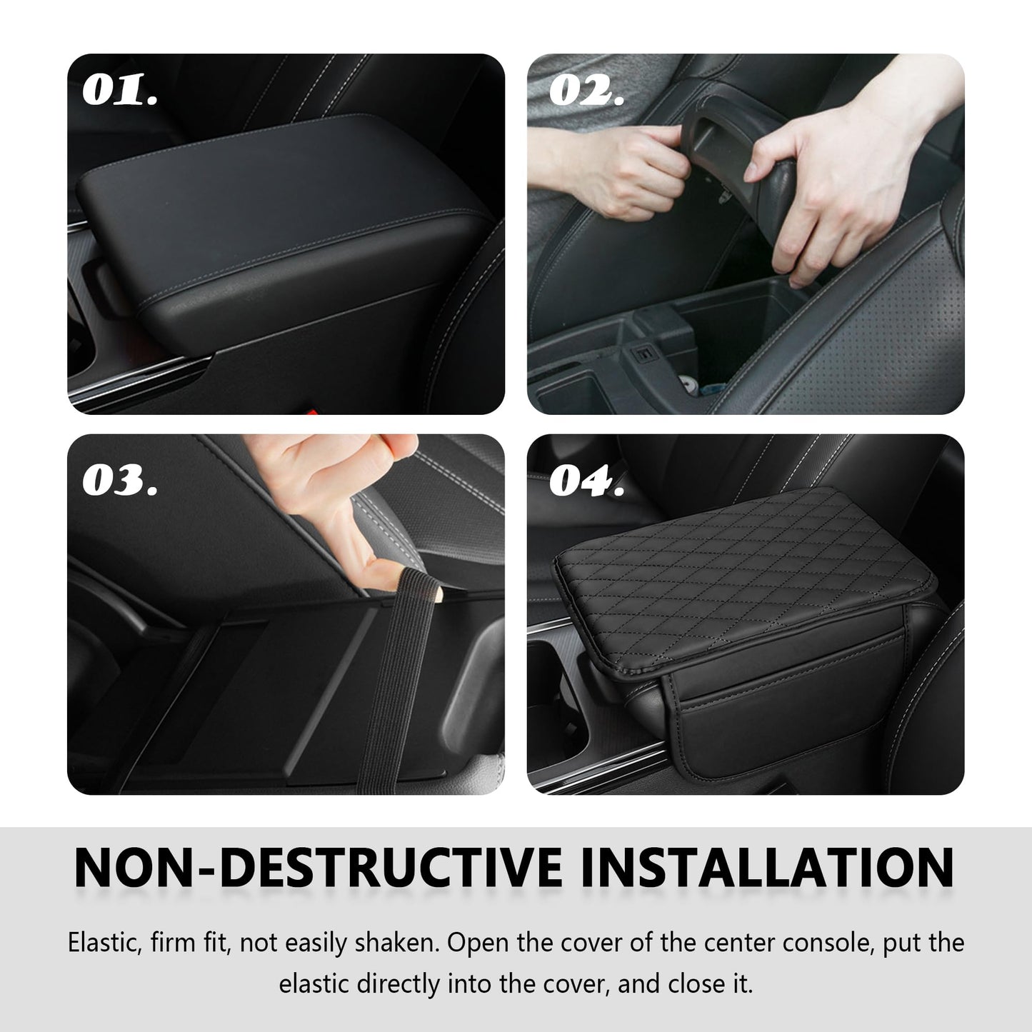 Stacool Microfiber Leather Car Armrest Cover Black