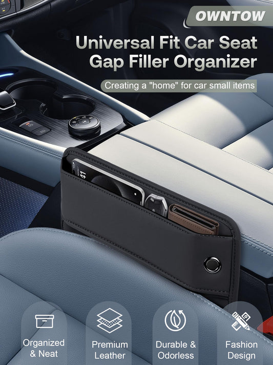 Car Seat Gap Filler Organizer Leather Black 1 Pack