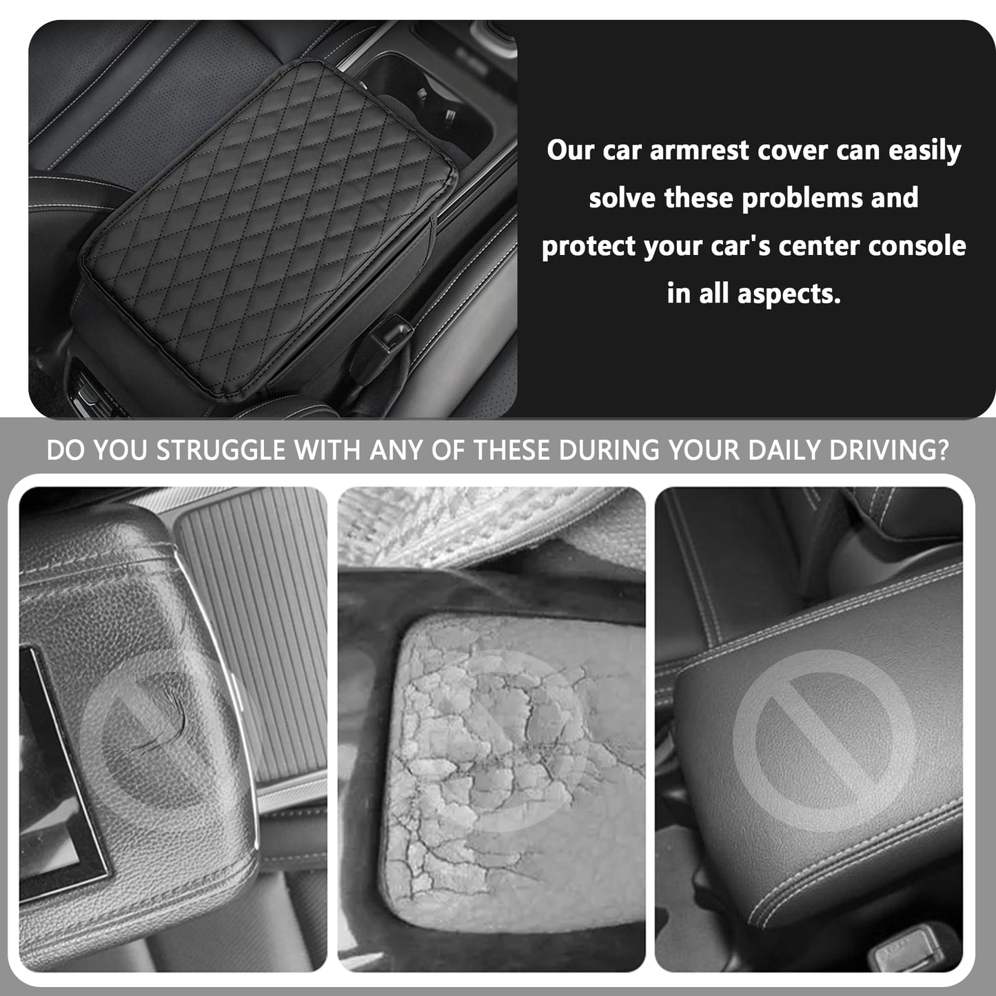 Stacool Microfiber Leather Car Armrest Cover Black
